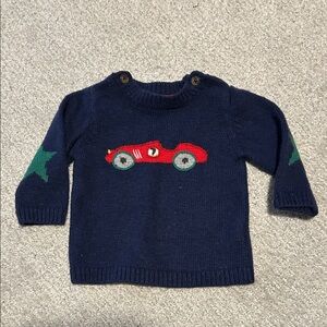 Baby Boden Navy Sweater with Red Car